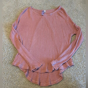 Pink waffle knit‎ long sleeve
